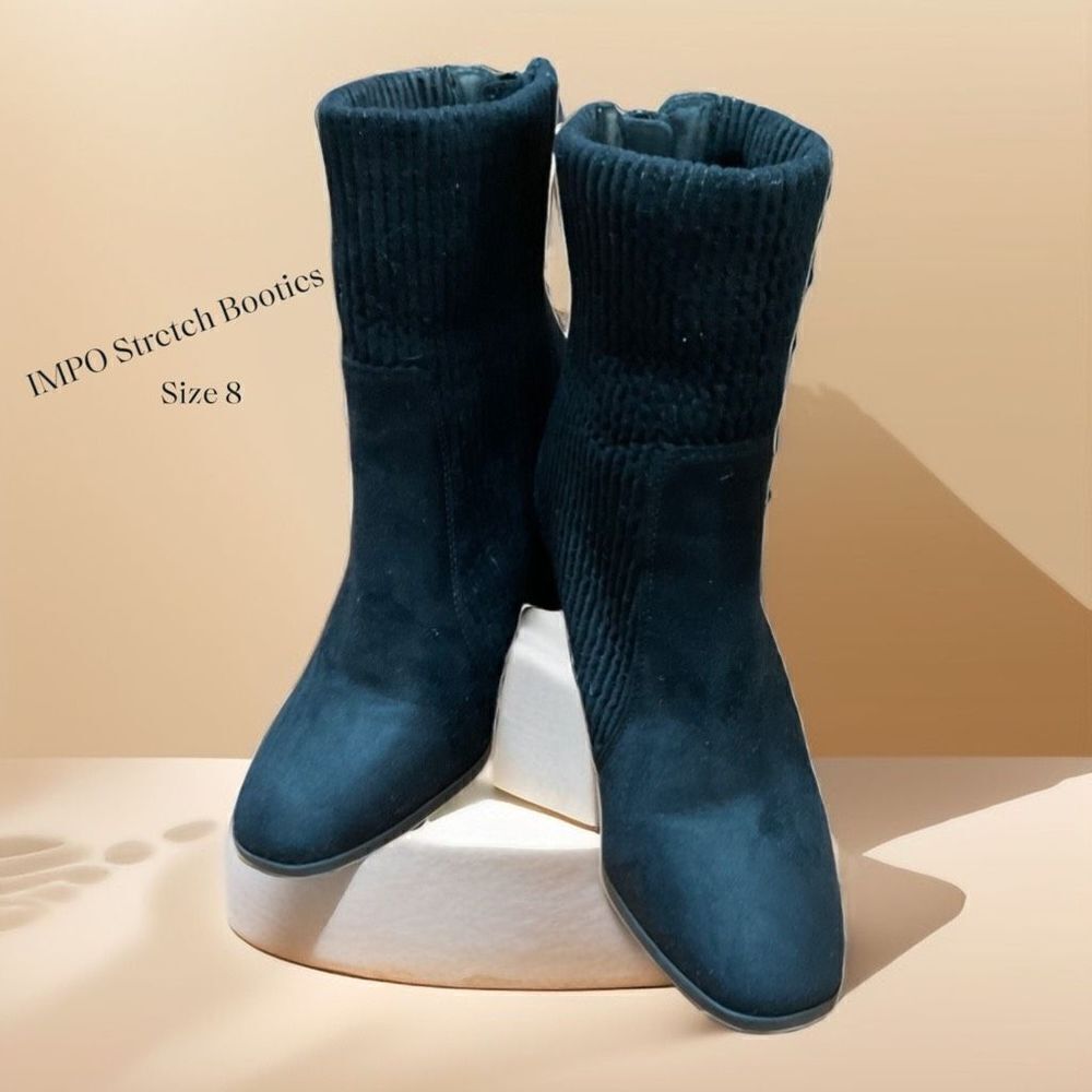 IMPO ❤️SOLD❤️Stretch Knit Booties With Back Zipper & Snap